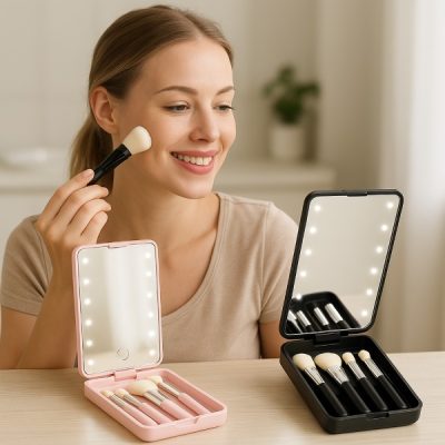 Mini sada kartáčků se zrcátkem LED | GLOBRISTIC